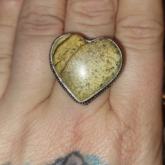 Picture Jasper Heart Shaped Ring